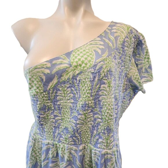New Crown & Ivy one-shoulder dress Women's XL Pineapple print Midi Layered - Picture 3 of 14
